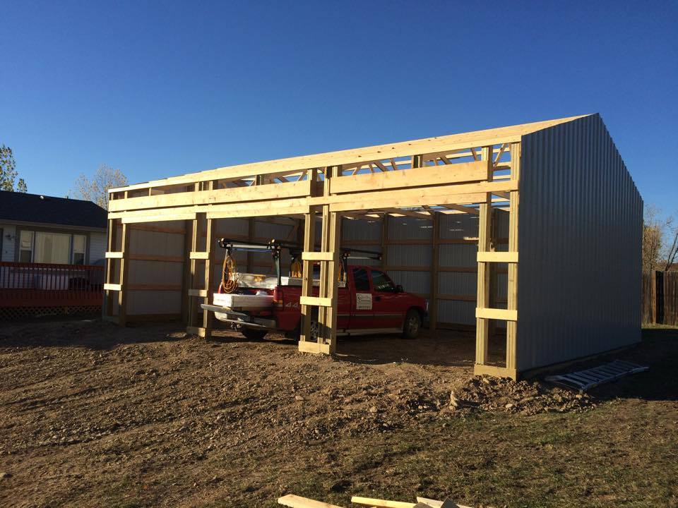 Middle stages of shed construction